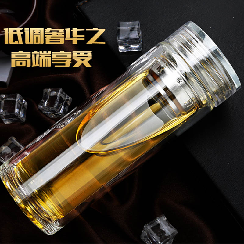 雙層玻璃禮品杯批發(fā),訂做禮品杯印字,水杯雙層廠(chǎng)家